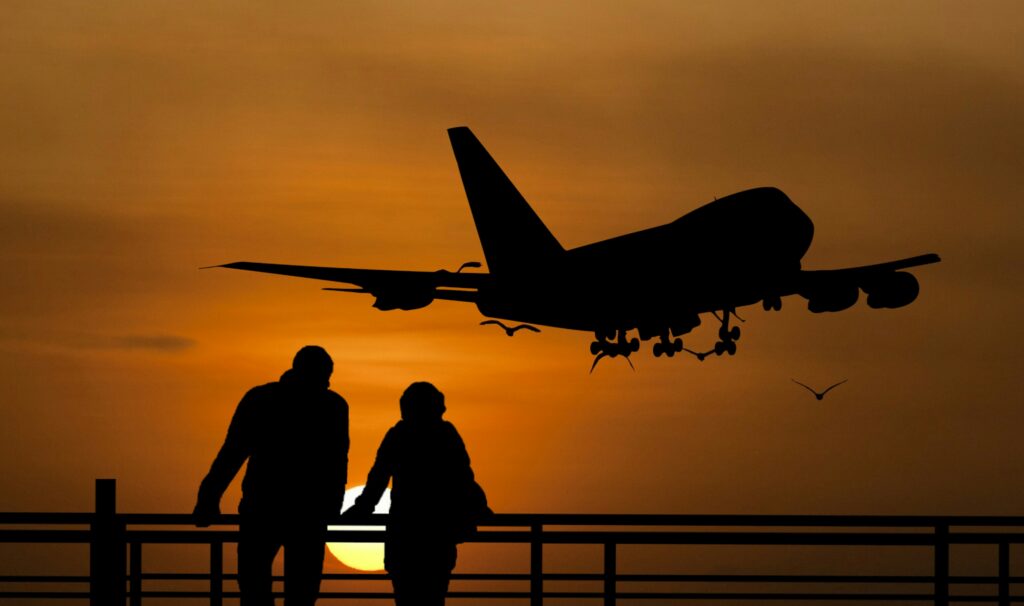 Airplane Approaching during the sunset